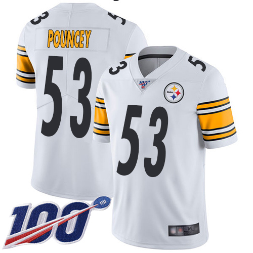 Men Pittsburgh Steelers Football #53 Limited White Maurkice Pouncey Road 100th Season Vapor Untouchable Nike NFL Jersey->pittsburgh steelers->NFL Jersey